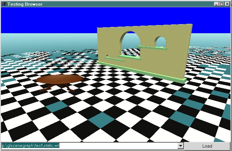 Screenshot of GLScenegraph with a simple VRML file
